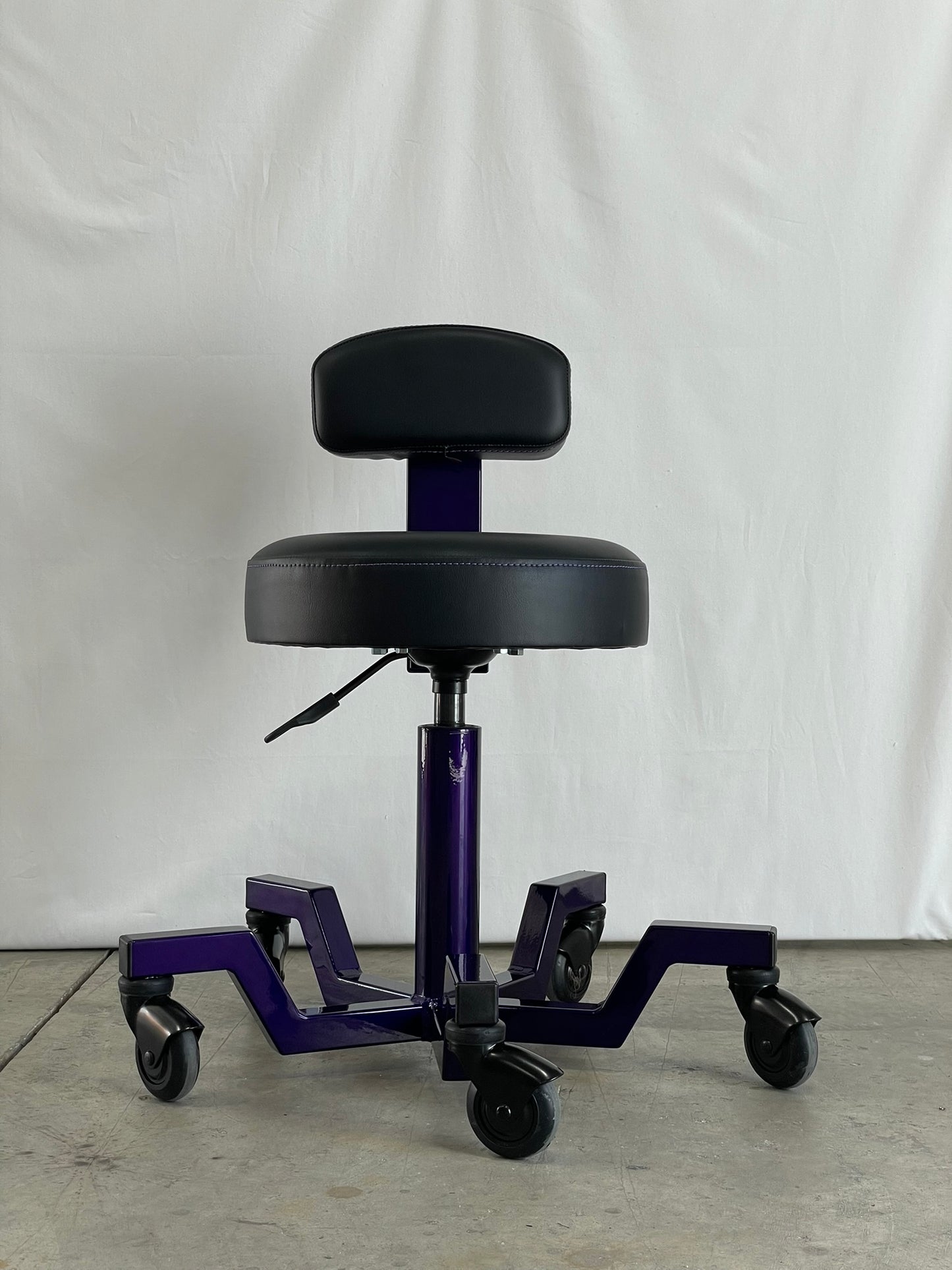 Purple stool with backrest