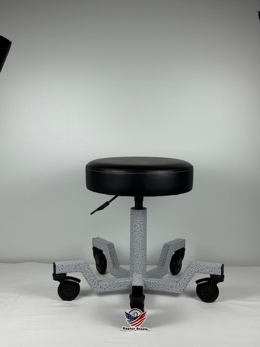 Heavy-Duty White/Black Work Stool - Made in USA | For Medical, Automotive & Industrial Use
